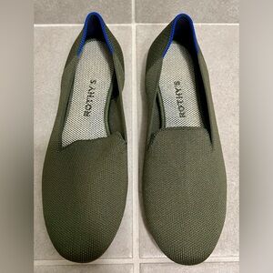 Rothy's Olive Green Slip-On Flats with Blue Accents
